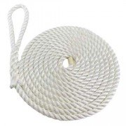 Dock Line 10mm x 7.6M White, Polyester, 3 strand twisted rope